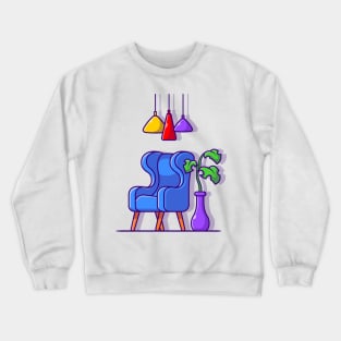 Sofa With Plant and Light Cartoon Crewneck Sweatshirt